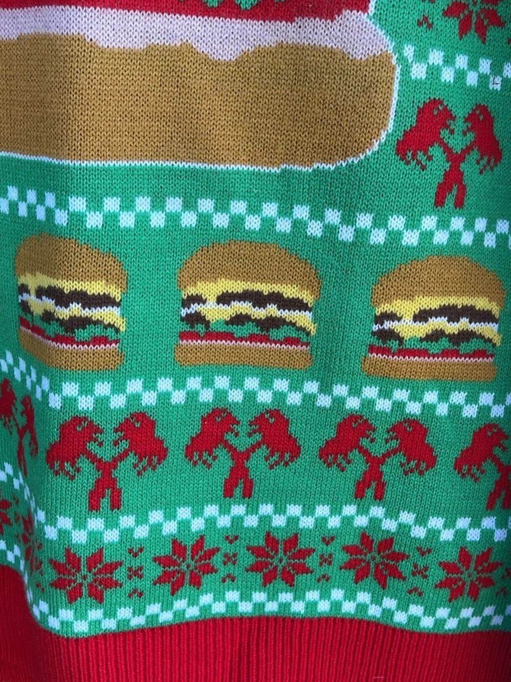 Men's Green In & Out Burger Holiday Ugly Christmas Sweater Sz M